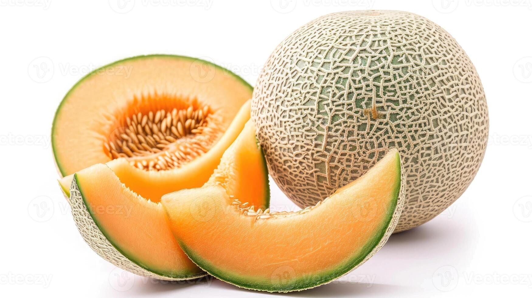 AI generated cantaloupe on isolated white background. photo