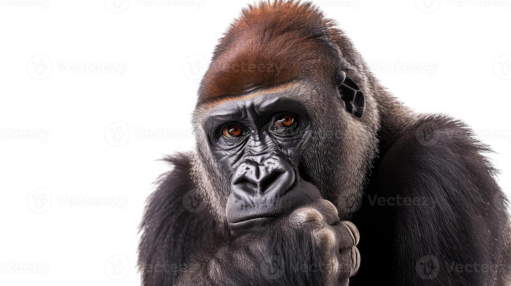 AI generated gorilla on isolated white background. photo