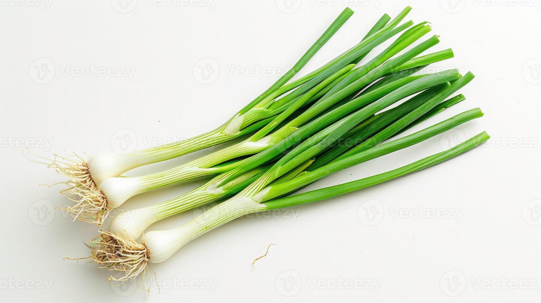 AI generated Green onion on isolated white background. photo