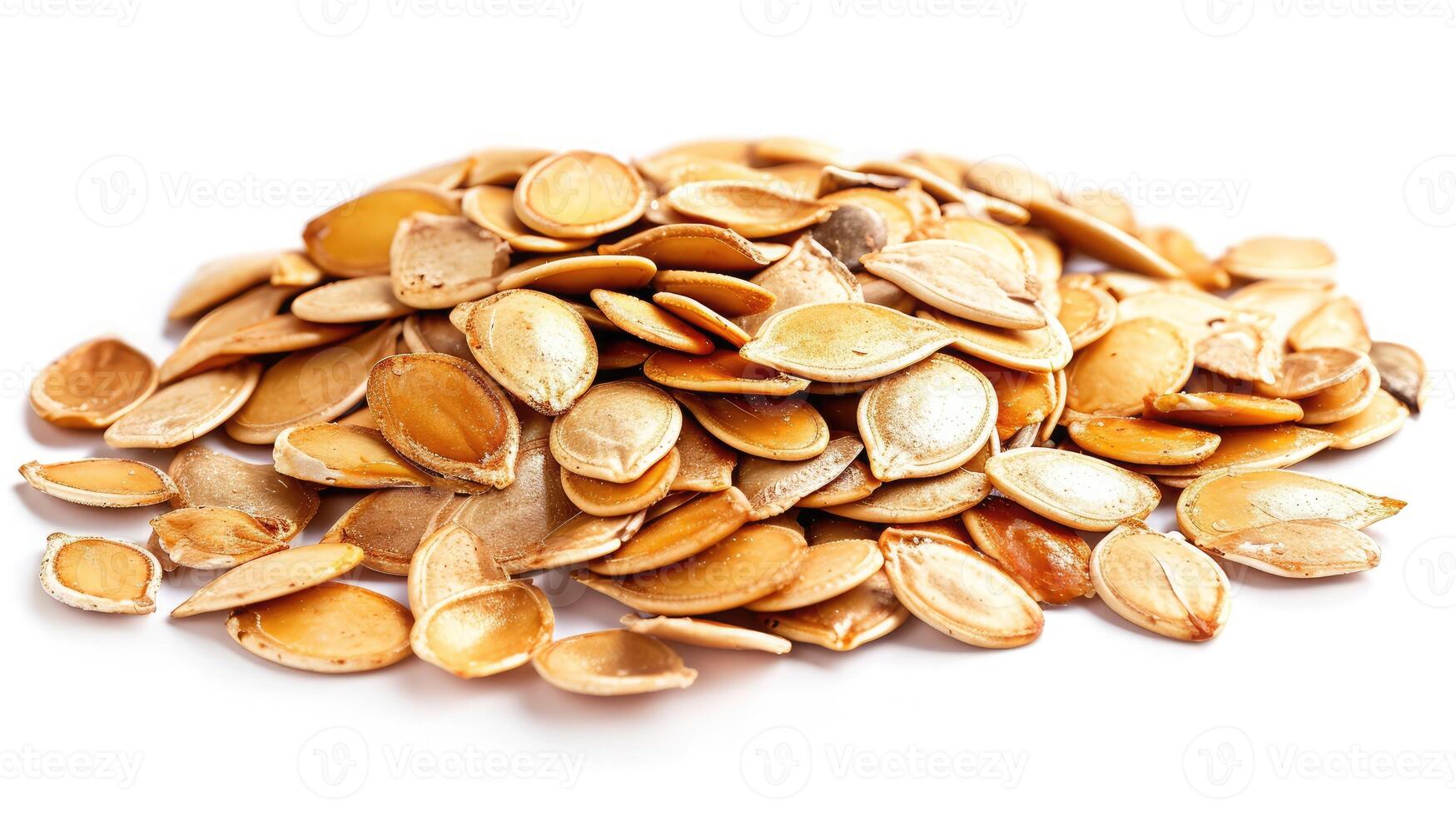 AI generated Pumpkin seeds on isolated white background. photo