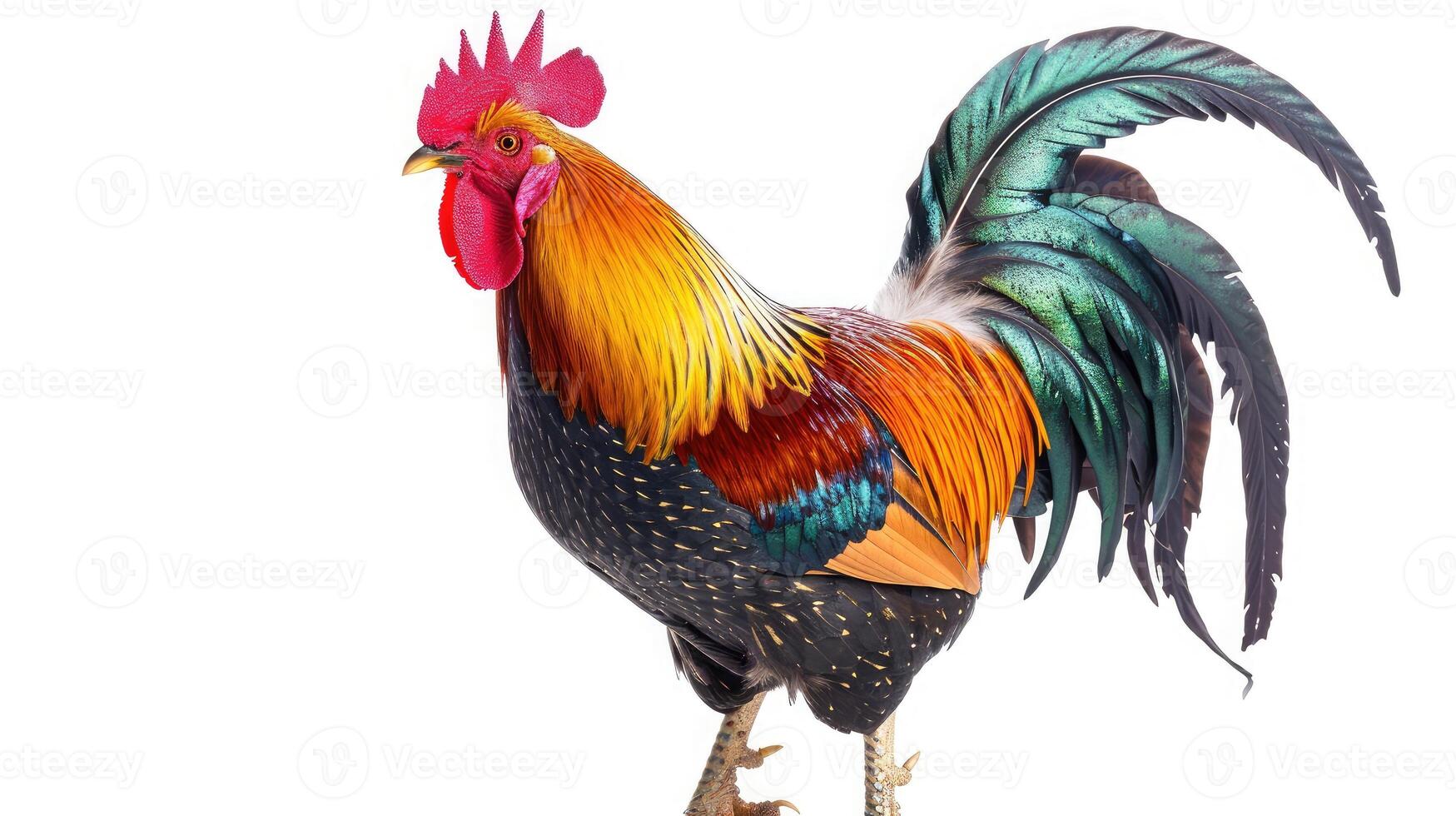 AI generated rooster on isolated white background. photo