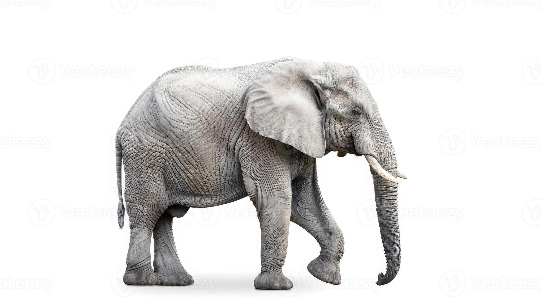 AI generated elephant on isolated white background. photo