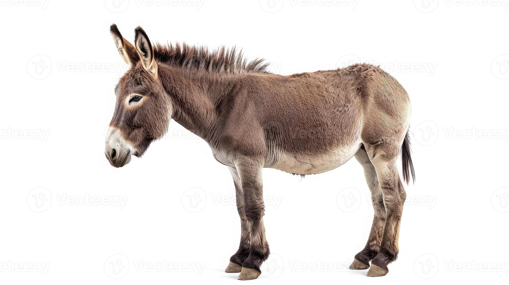 AI generated donkey on isolated white background. photo