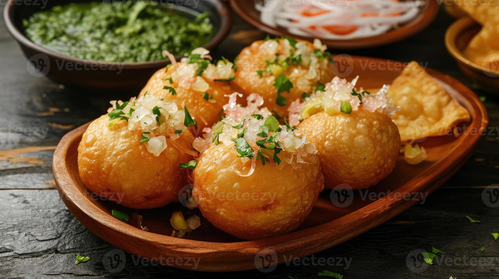 AI generated Panipuri or fuchka fhuchka or gupchup or golgappa or Pani ke Patake is a type of snack that originated in the Indian subcontinent photo