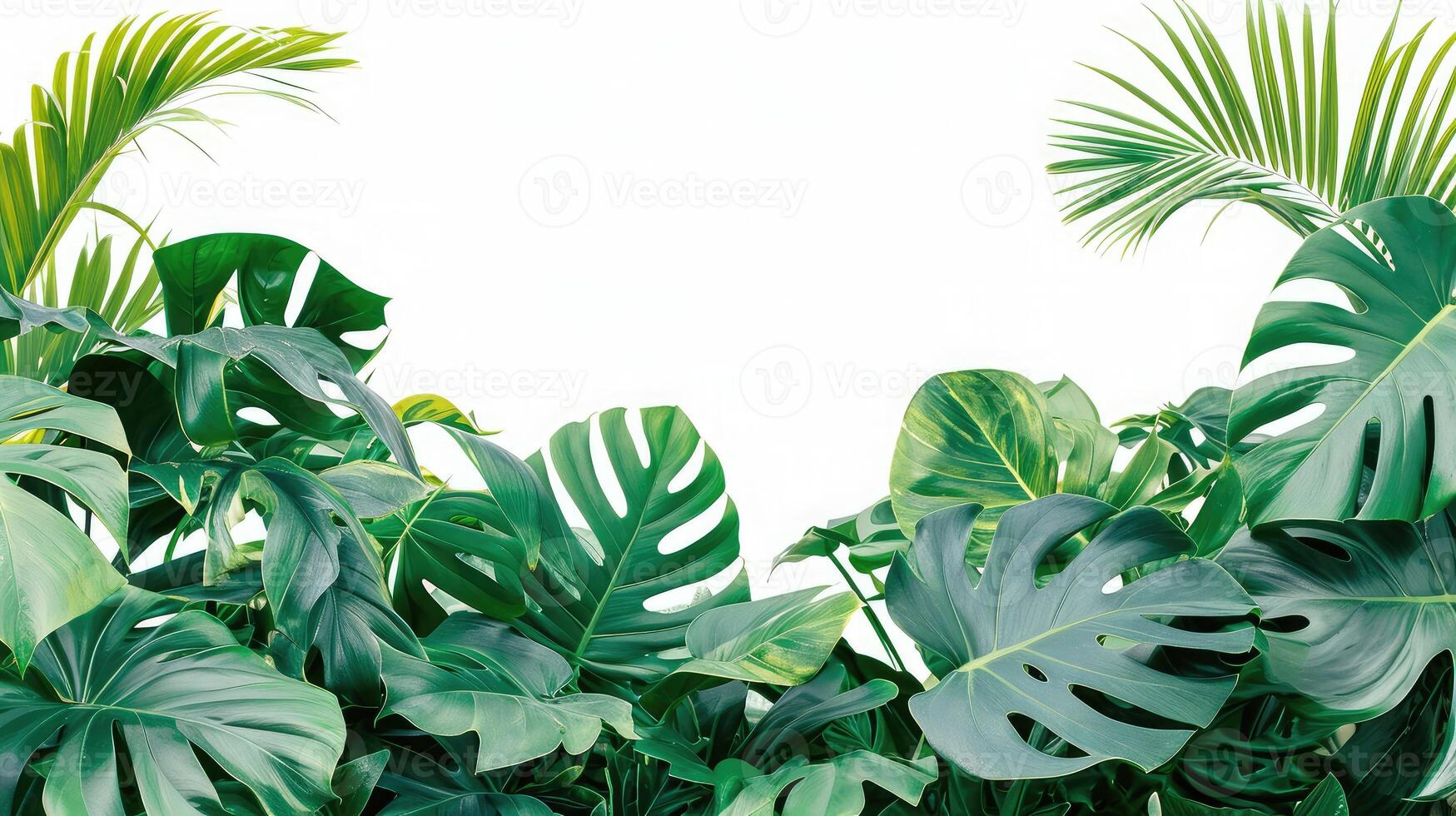 ai generado verde hojas de tropical plantas arbusto floral arreglo adentro jardín naturaleza fondo aislado en blanco antecedentes foto