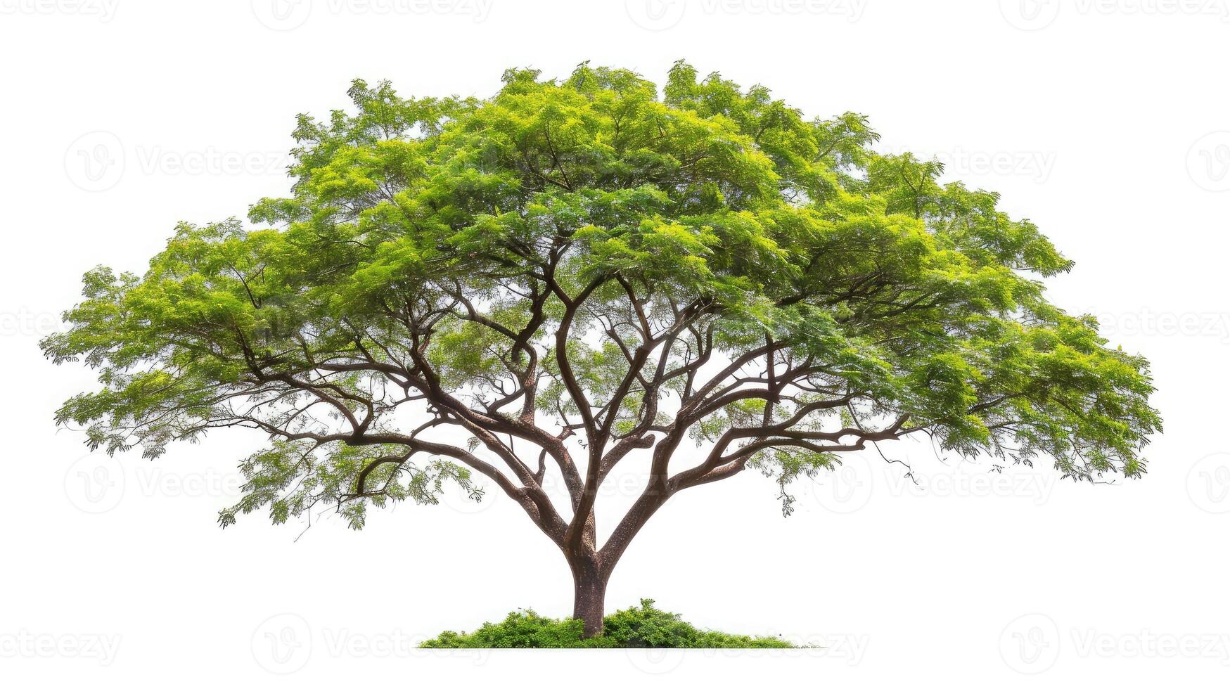 AI generated Samanea saman Tree isolated on white background.Rain Tree isolated on white background.Monkey Pod,East Indian Walnut Tree isolated on white background. photo