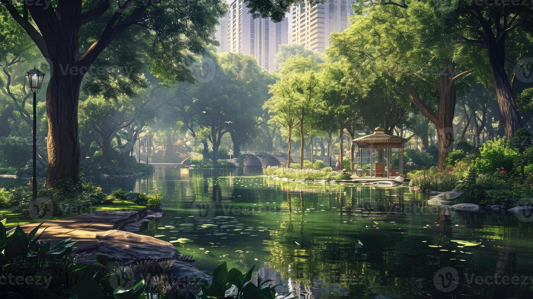 AI generated beautiful city park photo