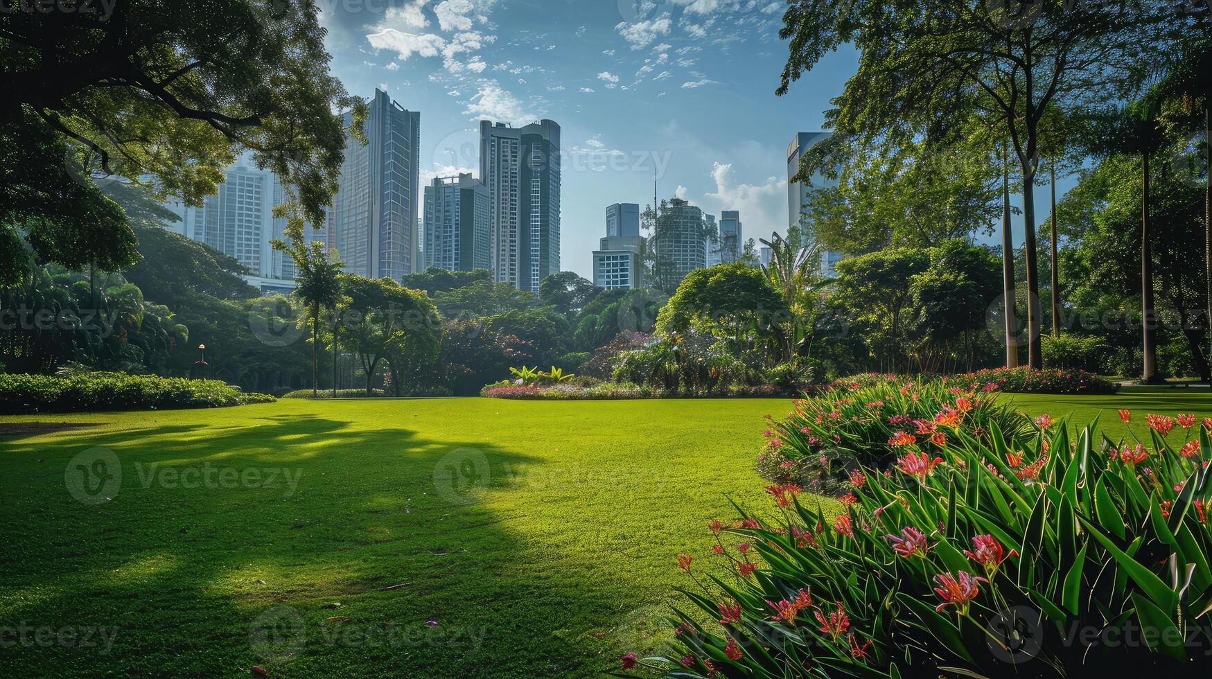 ai generado hermosa ciudad parque foto