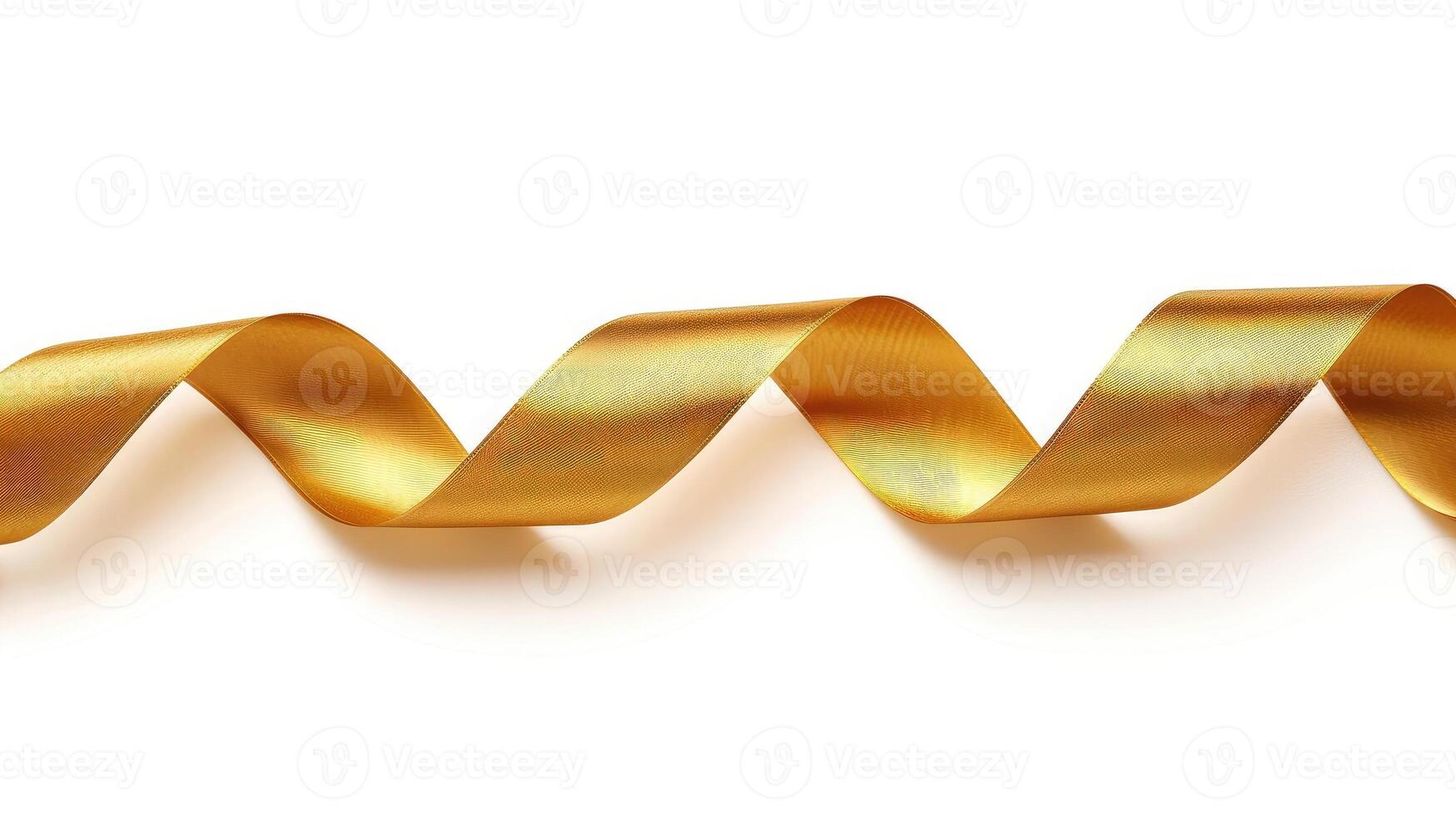 AI generated golden ribbon isolated on white background. photo