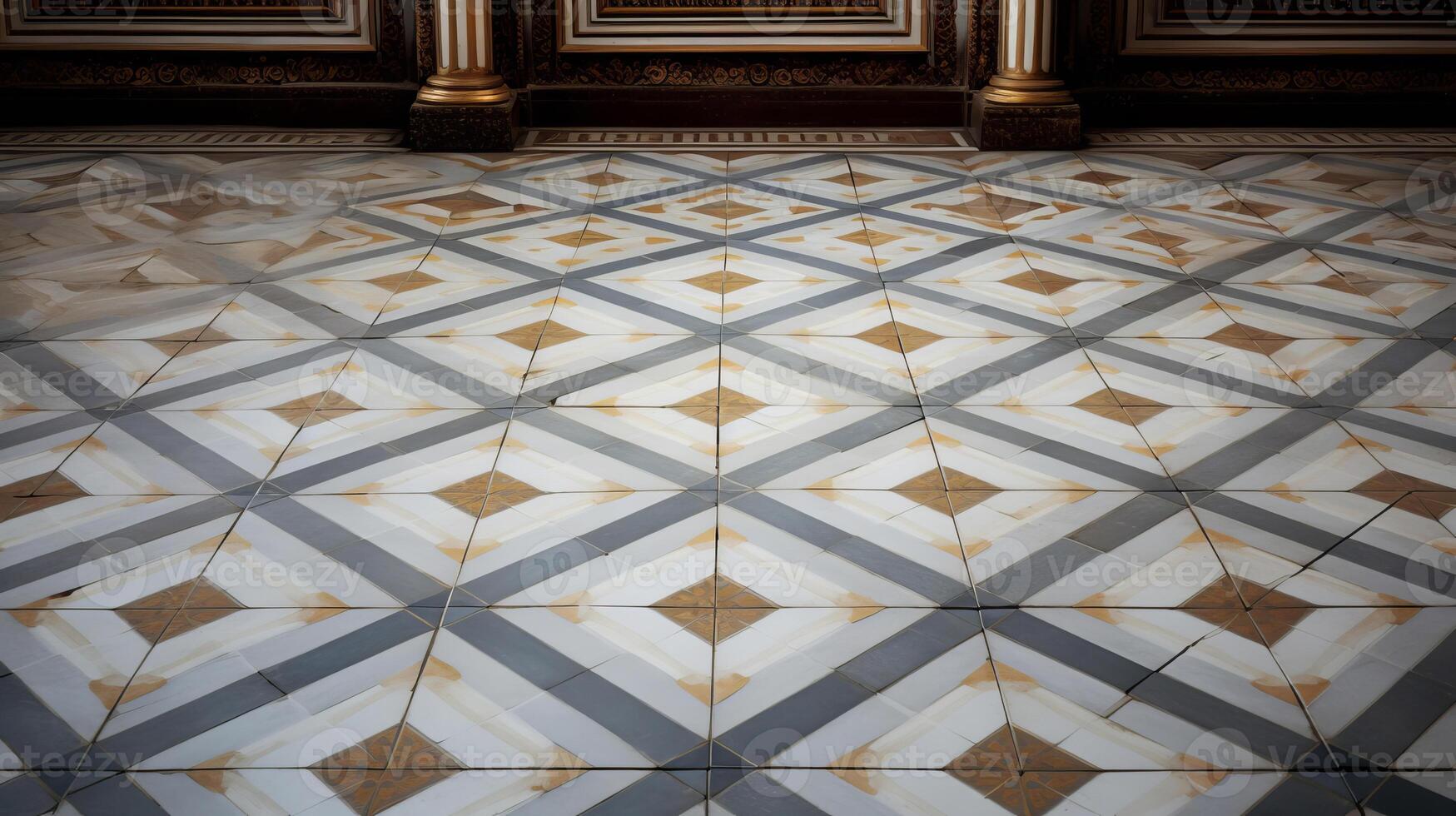 AI generated Tiled floor with colored squares, baroque chiaroscuro stylee. AI generated. photo