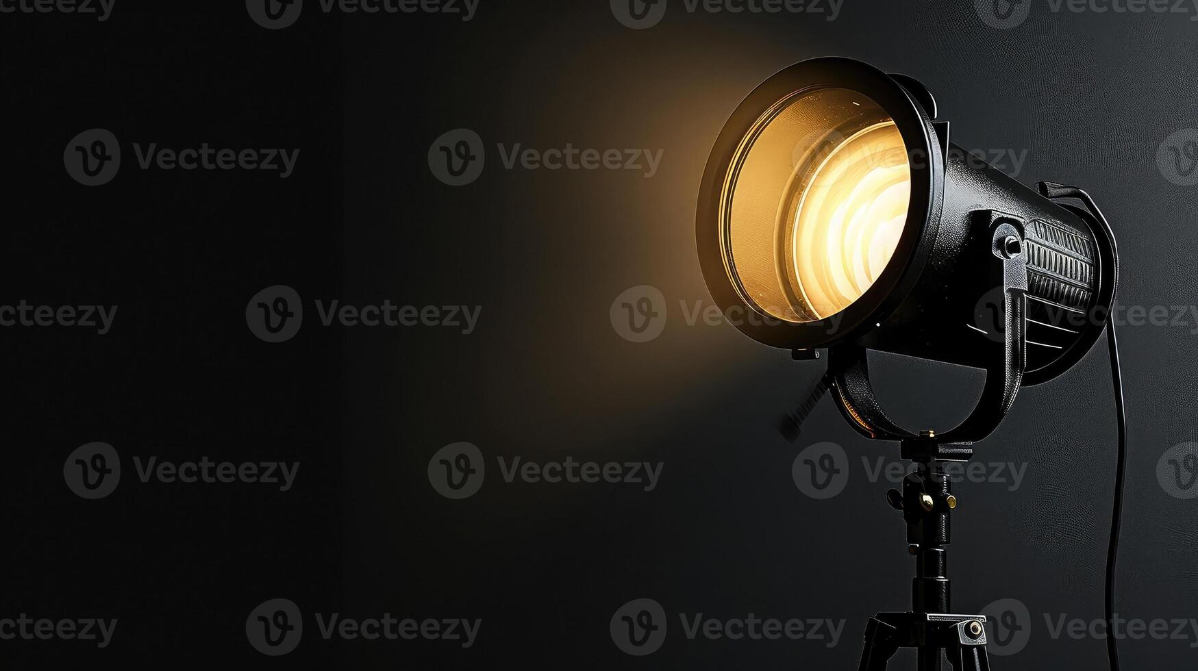 AI generated Black background with focus spot light photo