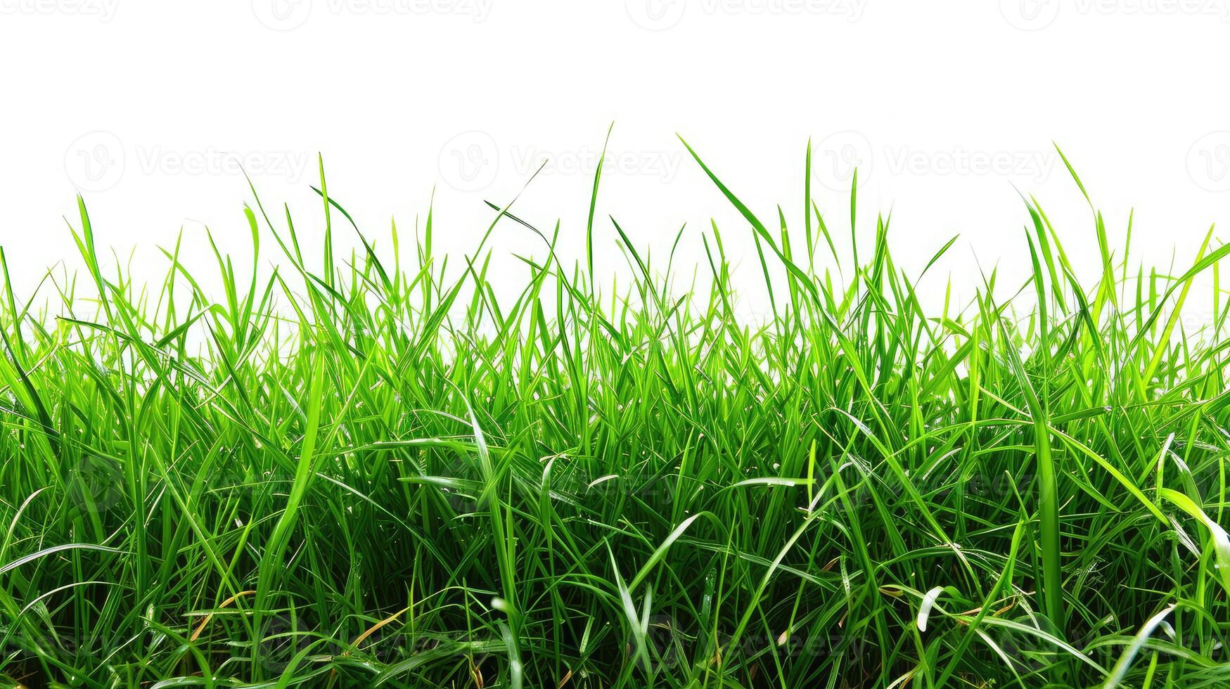 AI generated Isolated green grass on a white background photo