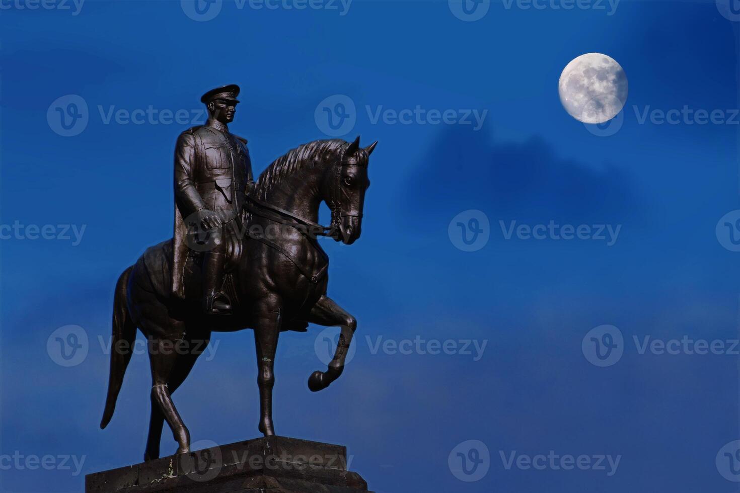 Ataturk statue on the horse with moon. 10 November Ataturk commemoration day concept. photo