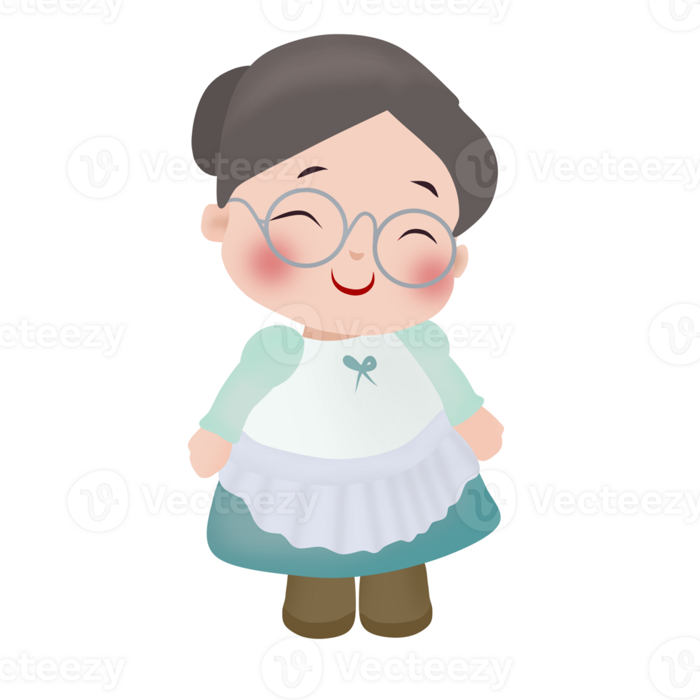 A grandmother who is laughing happily cute grandma illustration png