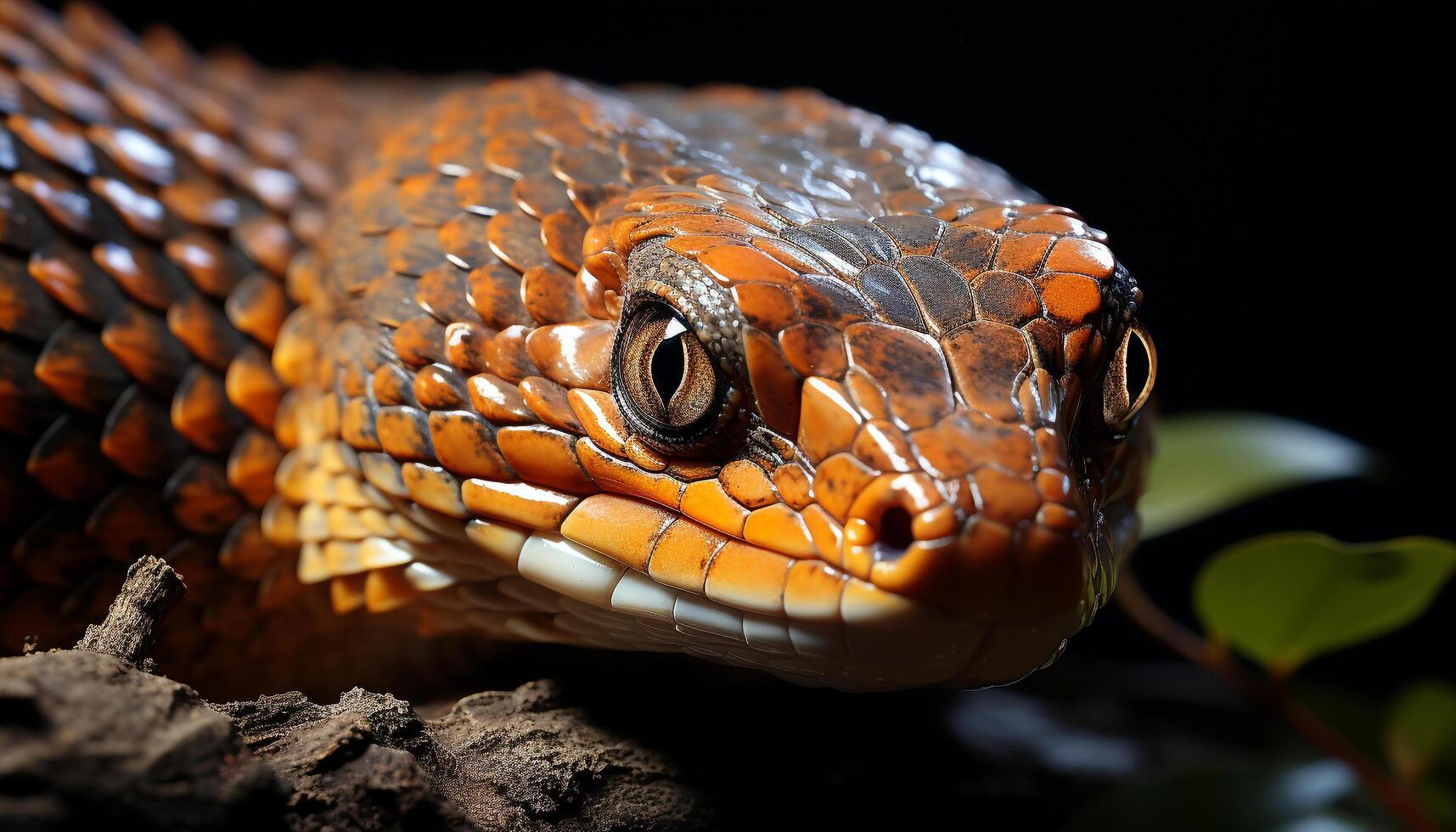 AI generated Snake in nature, close up of venomous viper generated by AI photo