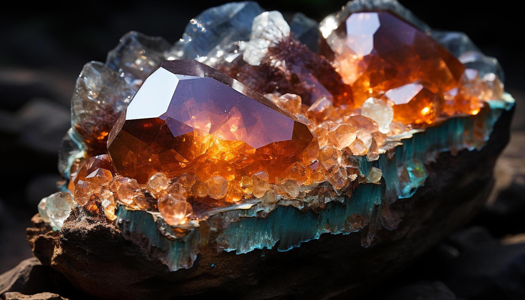 AI generated Gemstone collection, vibrant, shiny, multi colored crystals in nature generated by AI photo