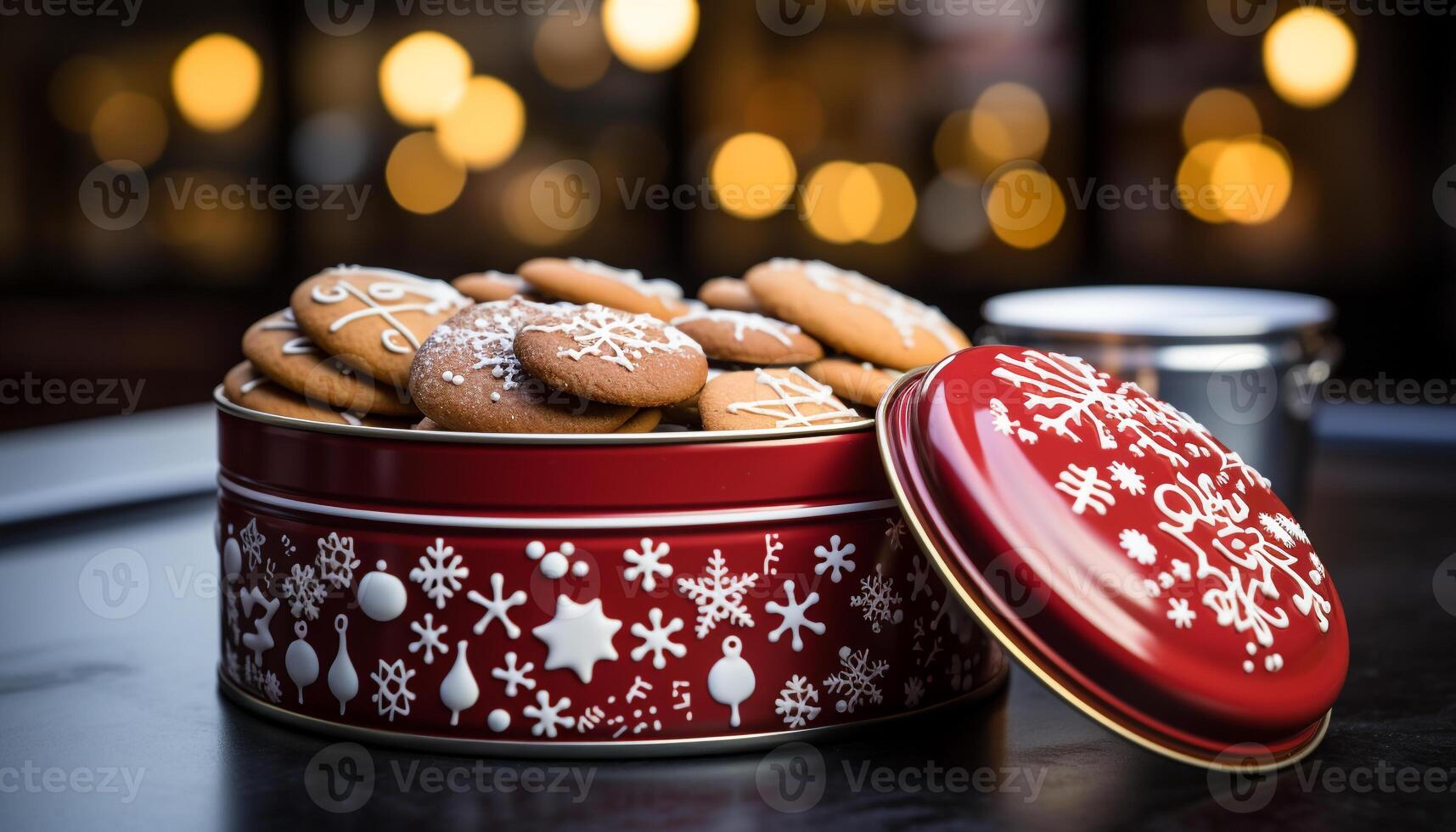 AI generated Homemade shortbread cookies on rustic wooden table generated by AI photo