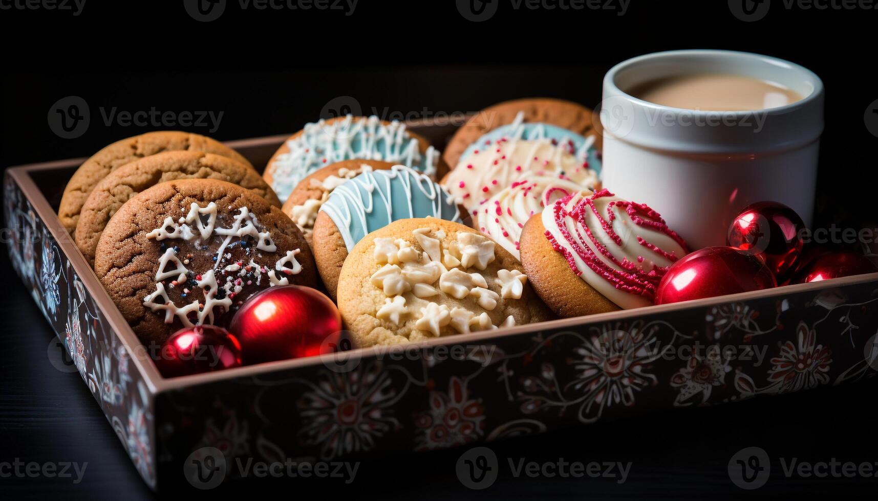 AI generated Homemade chocolate cookies, a sweet winter celebration generated by AI photo