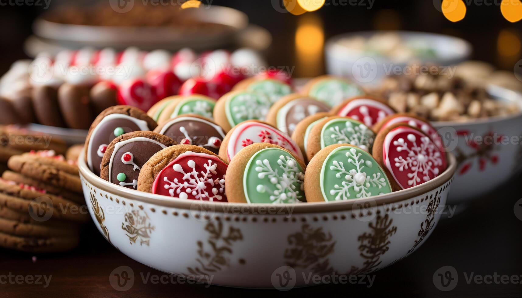 AI generated Homemade cookies, chocolate gift, tradition, celebration, decoration generated by AI photo