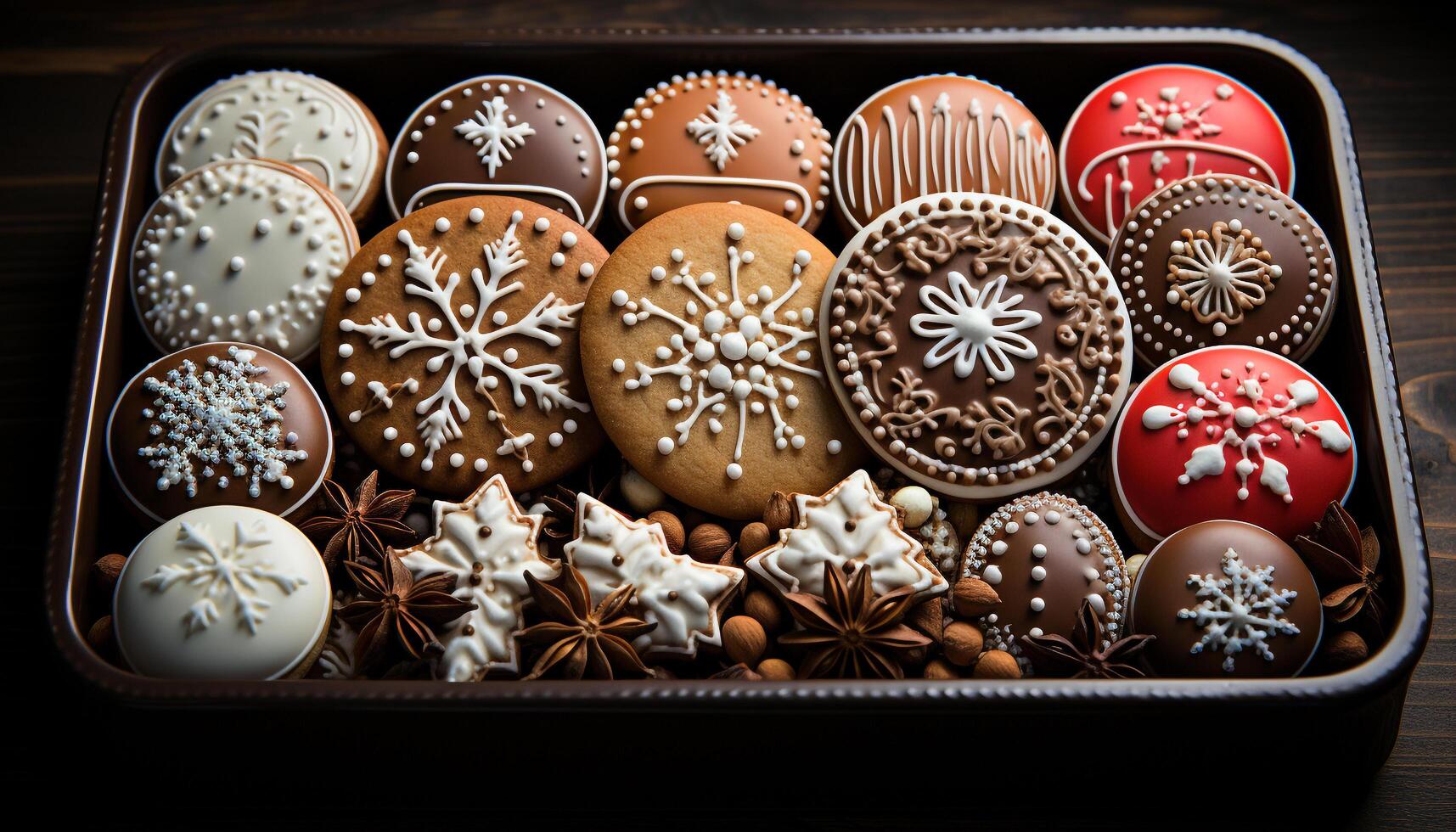 AI generated Homemade gingerbread cookies, sweet treats for winter generated by AI photo