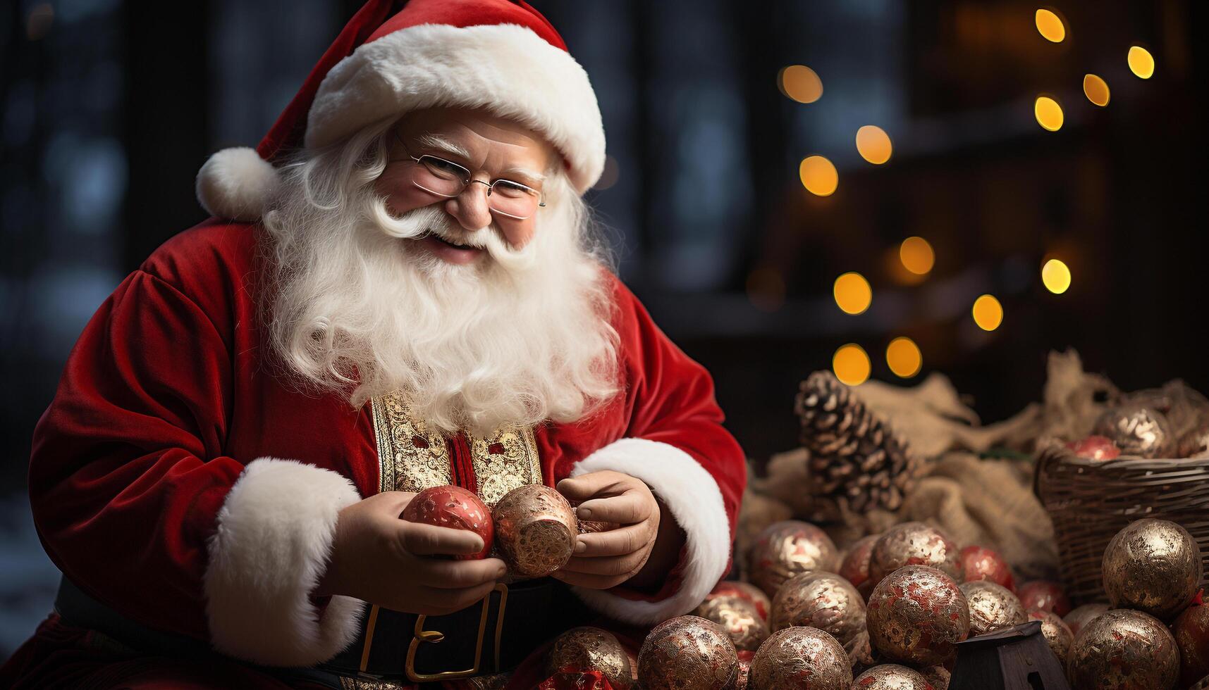 AI generated Smiling men hold gift, celebrating Christmas tradition generated by AI photo