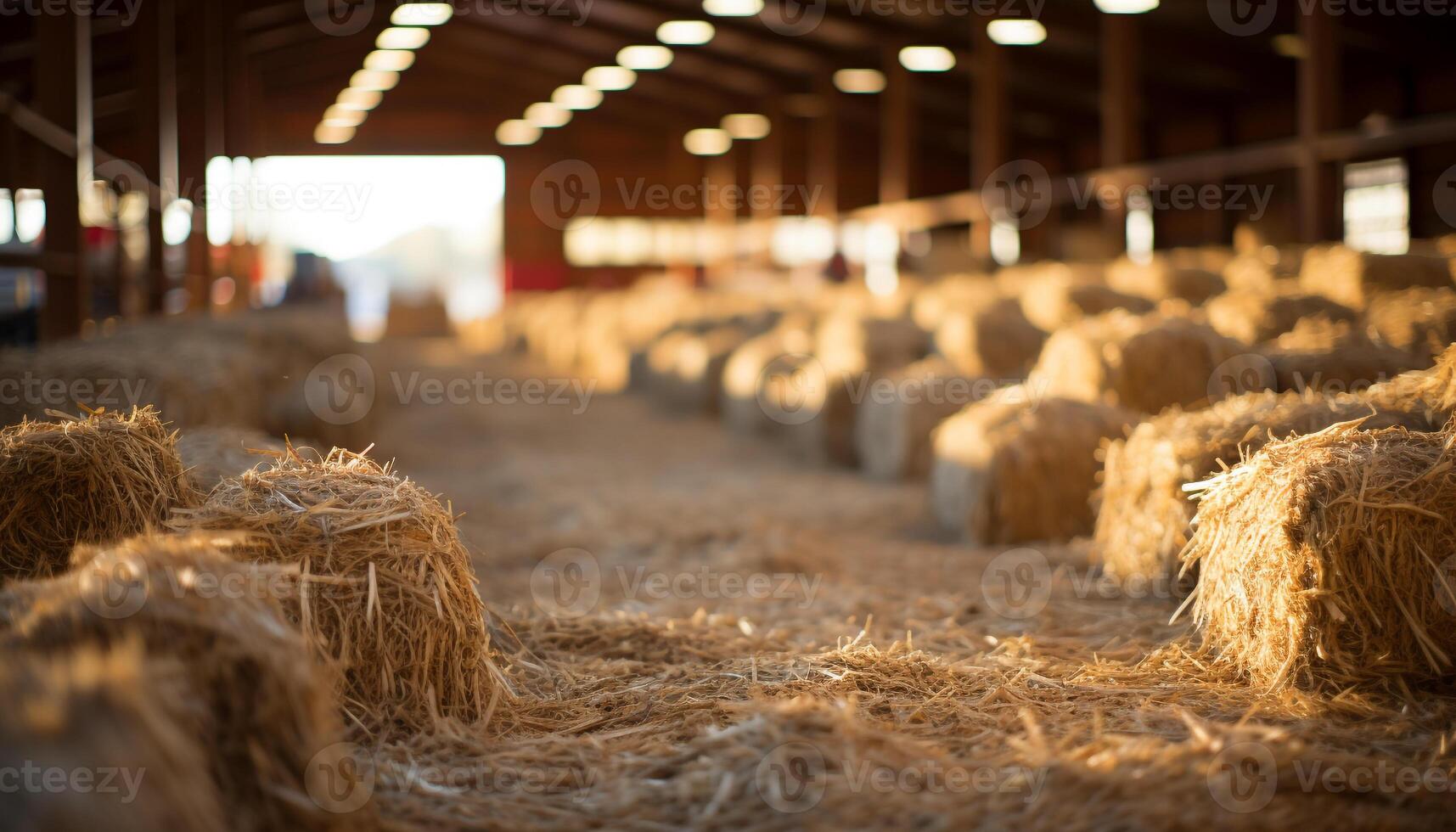 AI generated Haystacks in a row, nature abundance on display generated by AI photo