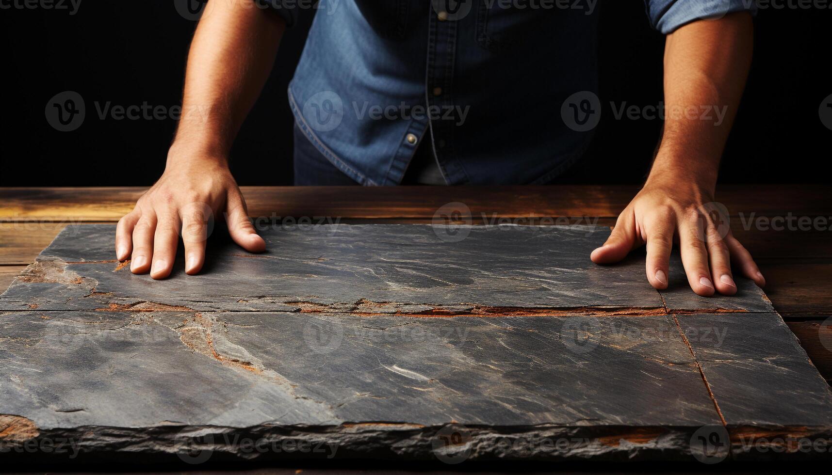 AI generated Caucasian carpenter working with wood in workshop generated by AI photo