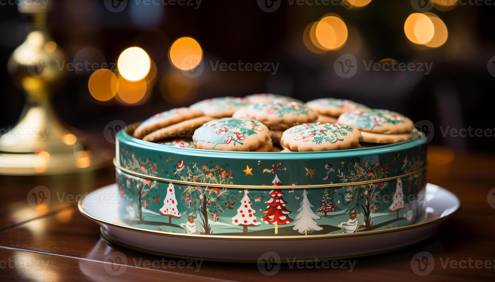AI generated Homemade dessert on wooden table, Christmas celebration generated by AI photo