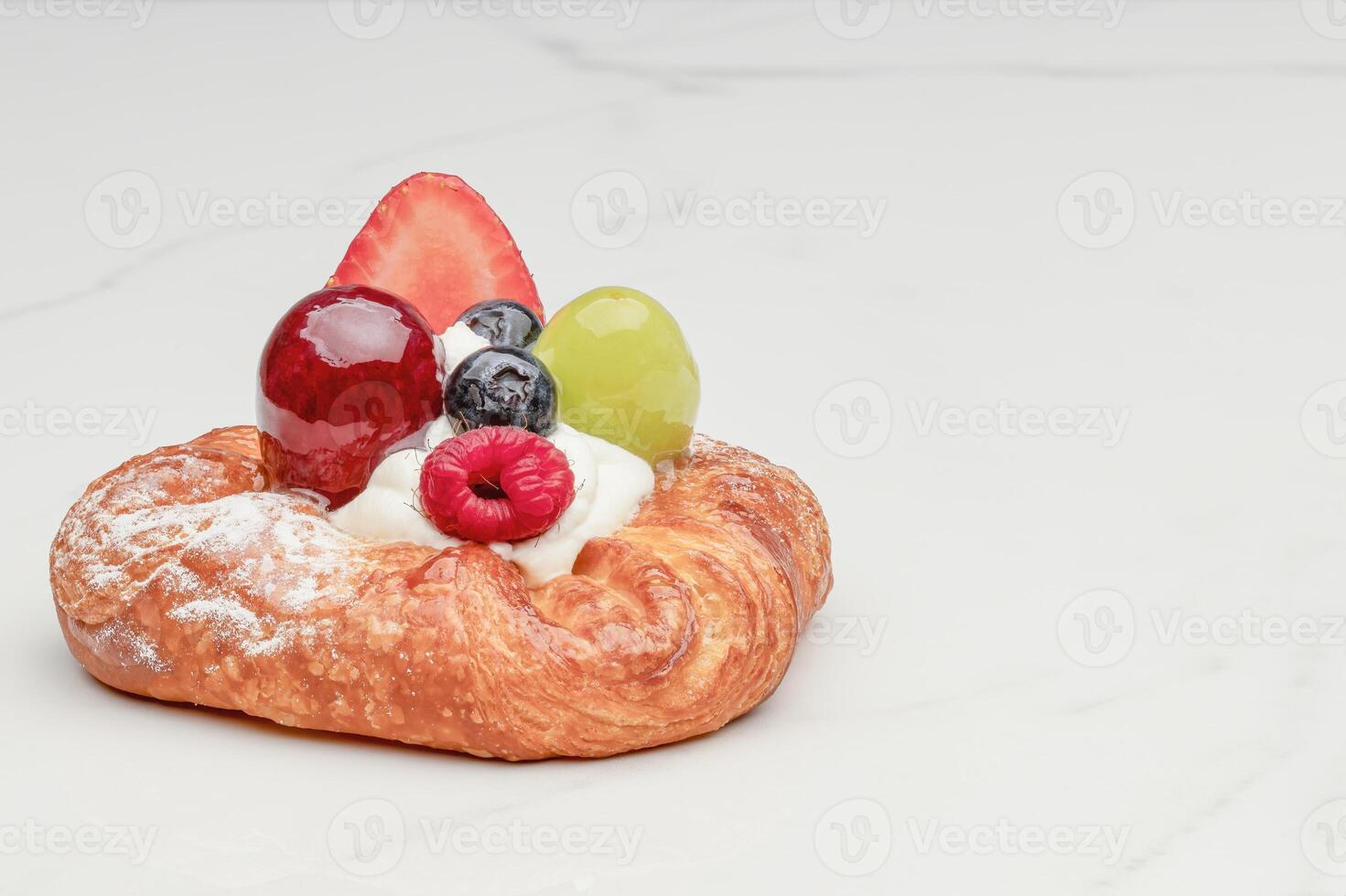 Fruit Topped Pastry with Whipped Cream photo