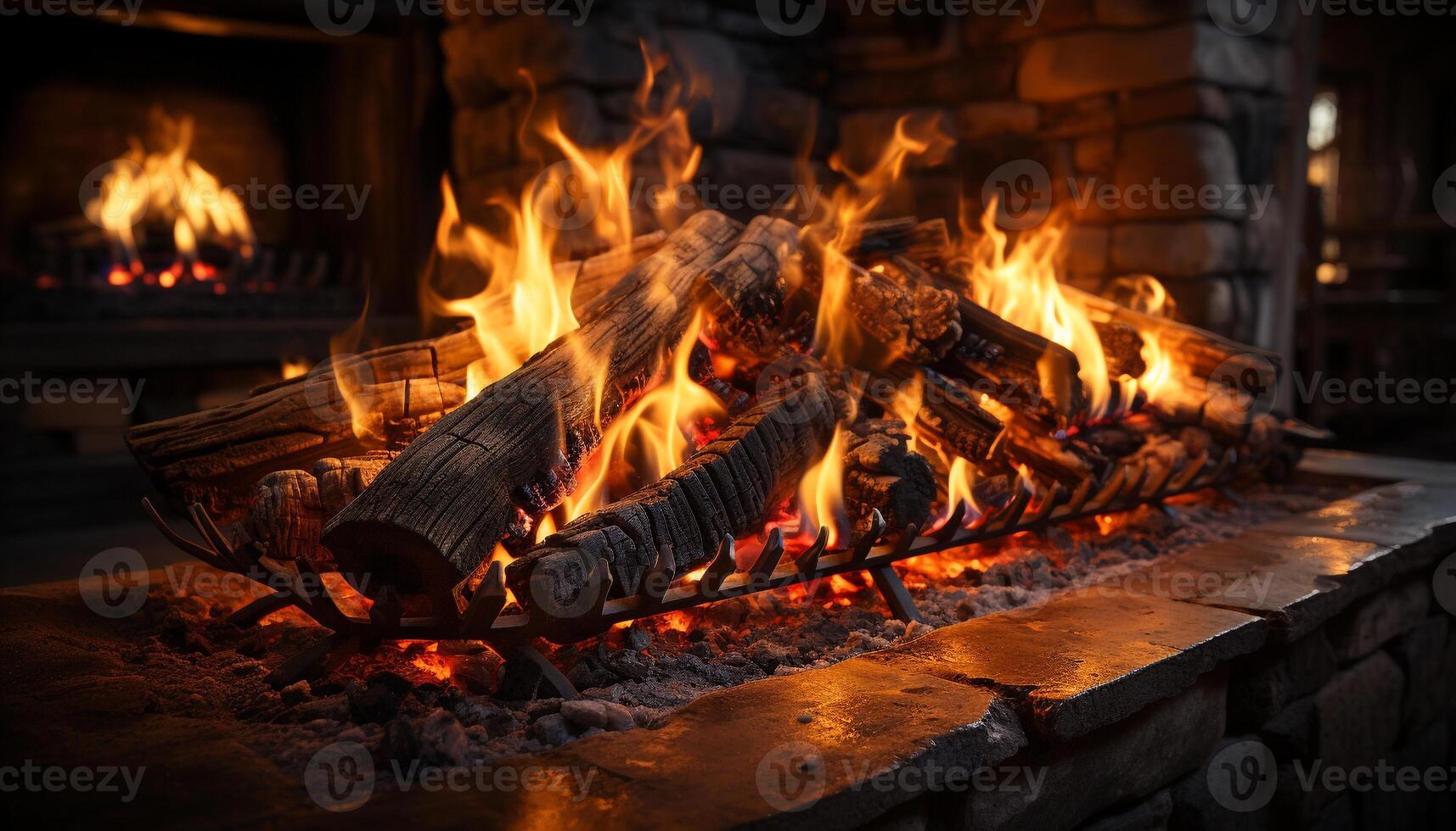 AI generated Glowing bonfire warms the night with comfort generated by AI photo
