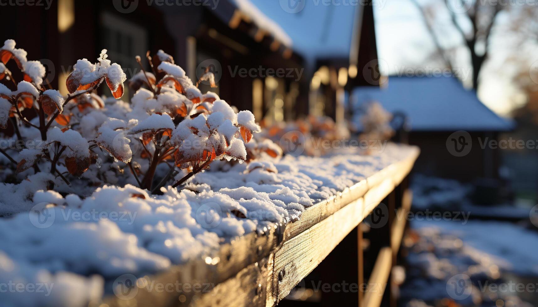 AI generated Winter frosty beauty blankets nature tranquil scene generated by AI photo