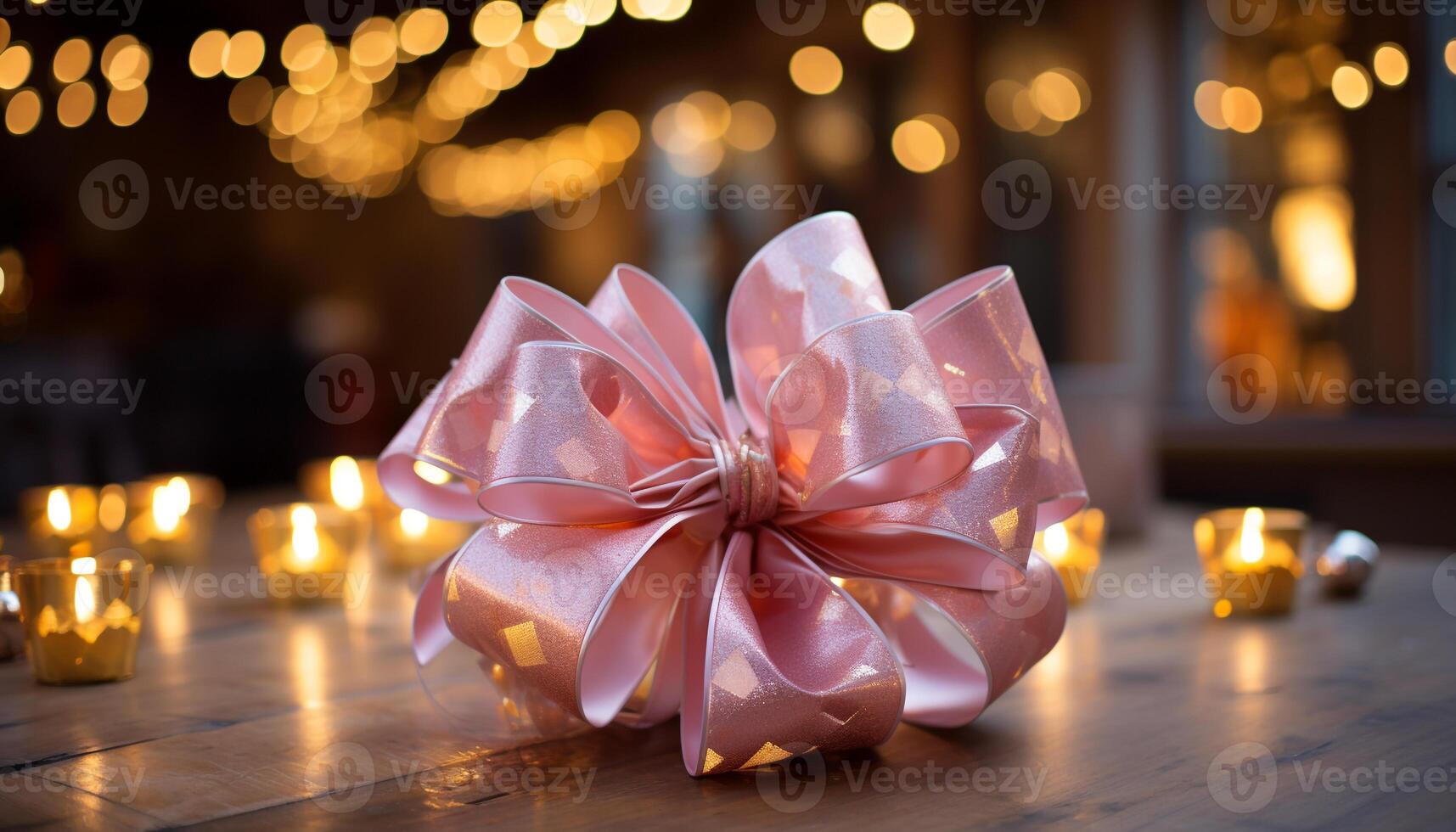 AI generated Shiny Christmas lights illuminate the dark winter night generated by AI photo
