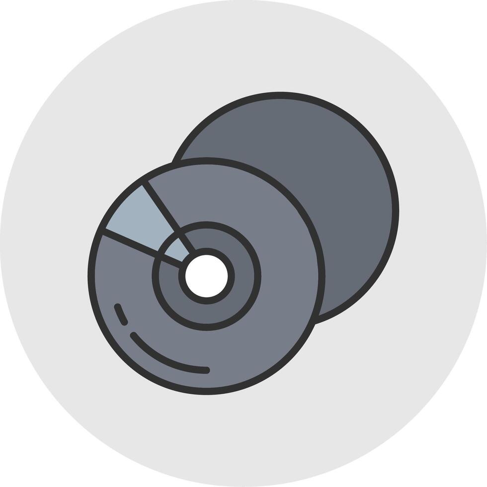 Compact Disk Line Filled Light Circle Icon vector