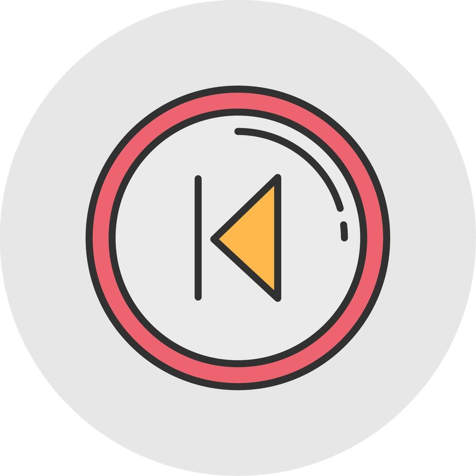 Backward Line Filled Light Circle Icon vector