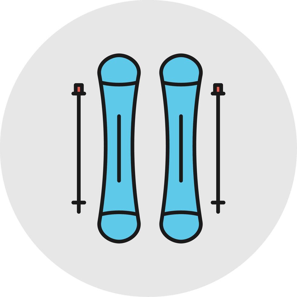 esquiar línea lleno ligero circulo icono vector