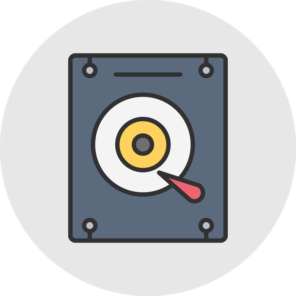 Hard Disk Line Filled Light Circle Icon vector