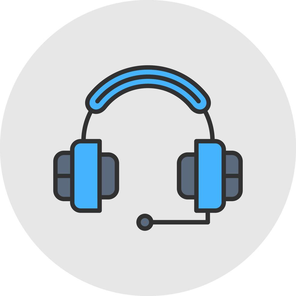 Headphone Line Filled Light Circle Icon vector