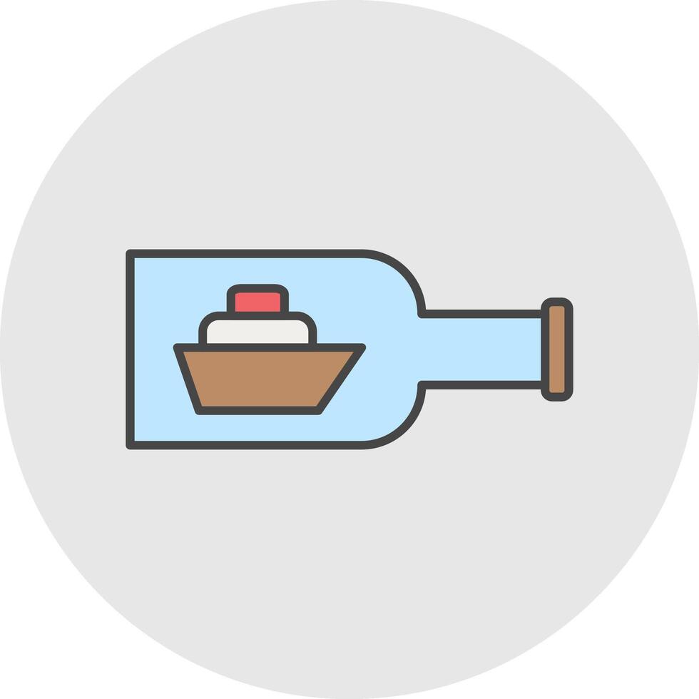 Ship In A Bottle Line Filled Light Circle Icon vector