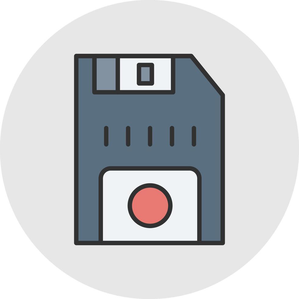 Floppy Disk Line Filled Light Circle Icon vector