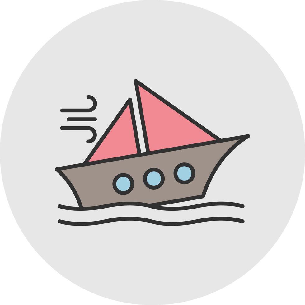 Shipwreck Line Filled Light Circle Icon vector
