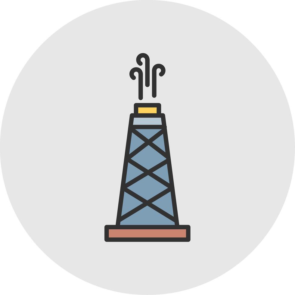 Oil Field Line Filled Light Circle Icon vector