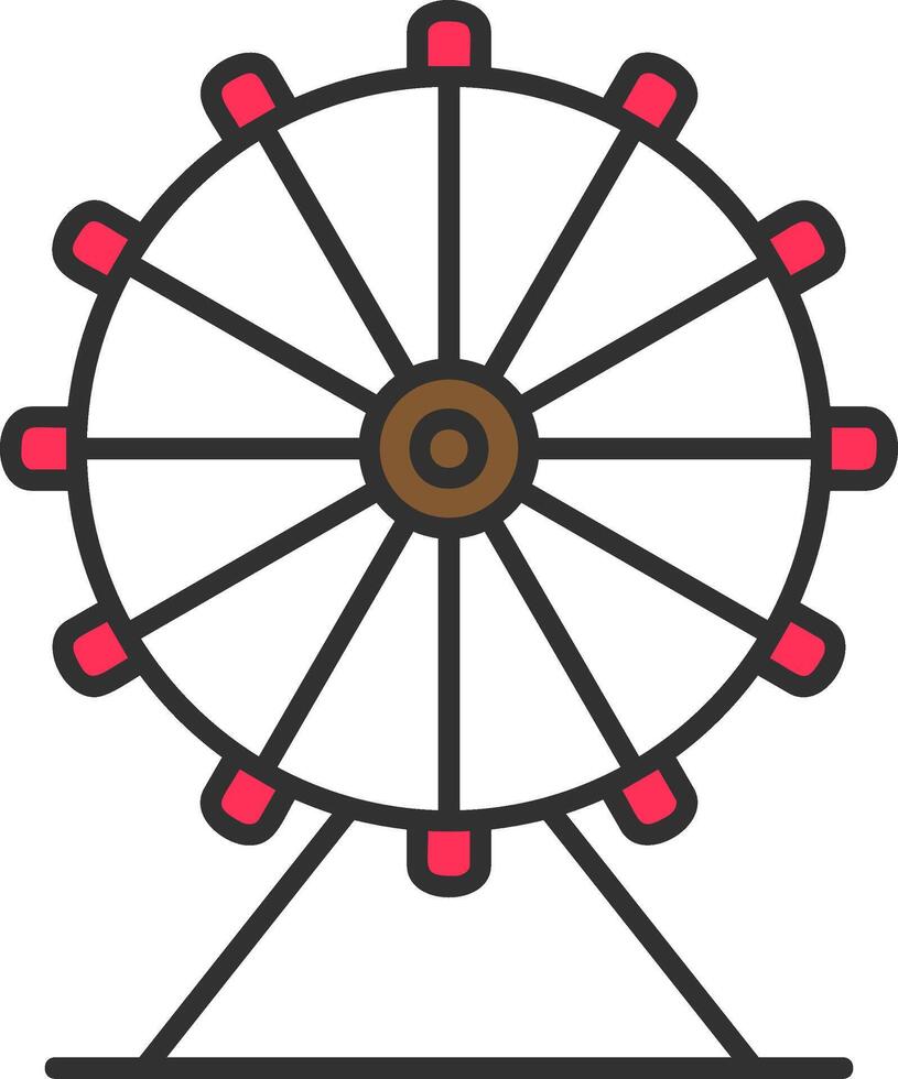 Ferris Wheel Line Filled Light Circle Icon vector