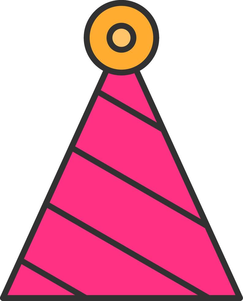 Party Hat Line Filled Light Circle Icon vector