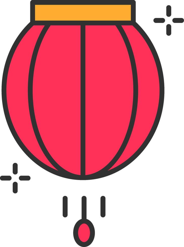 Lantern Line Filled Light Circle Icon vector