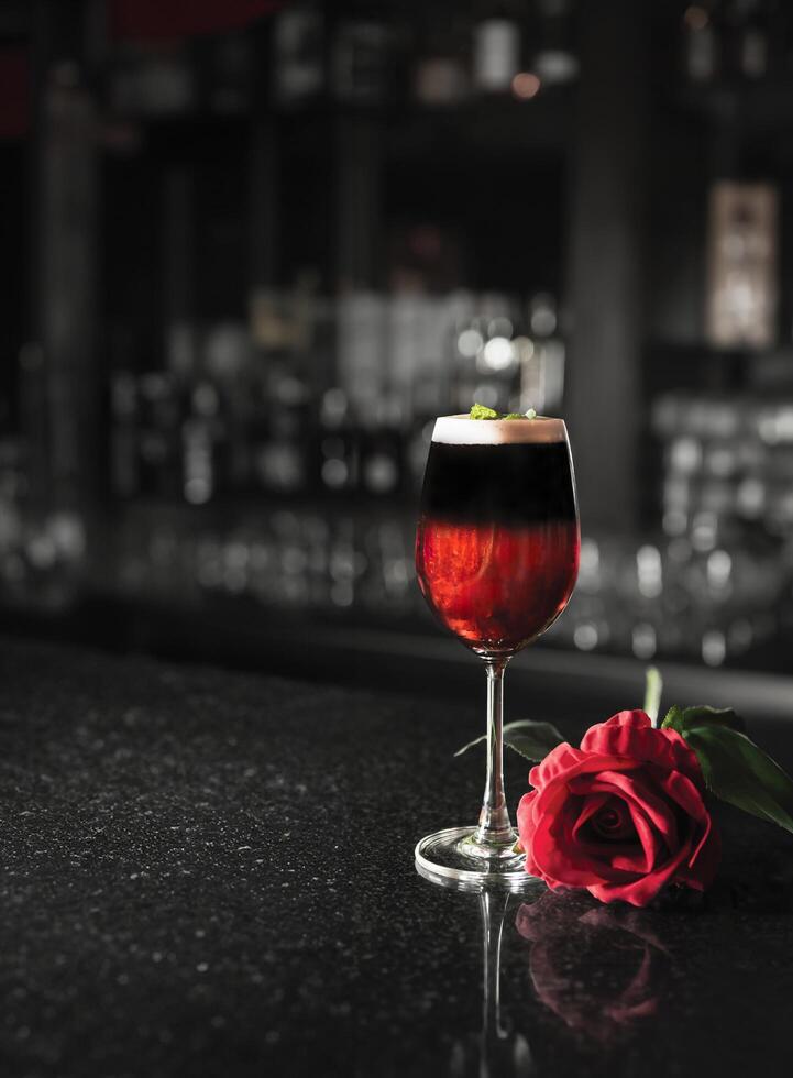 valentine cocktail on vintage Irish bar background photo