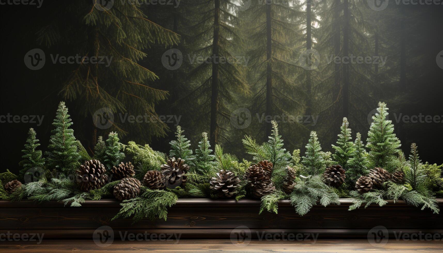 AI generated Evergreen tree, pine cone, nature rustic decoration generated by AI photo