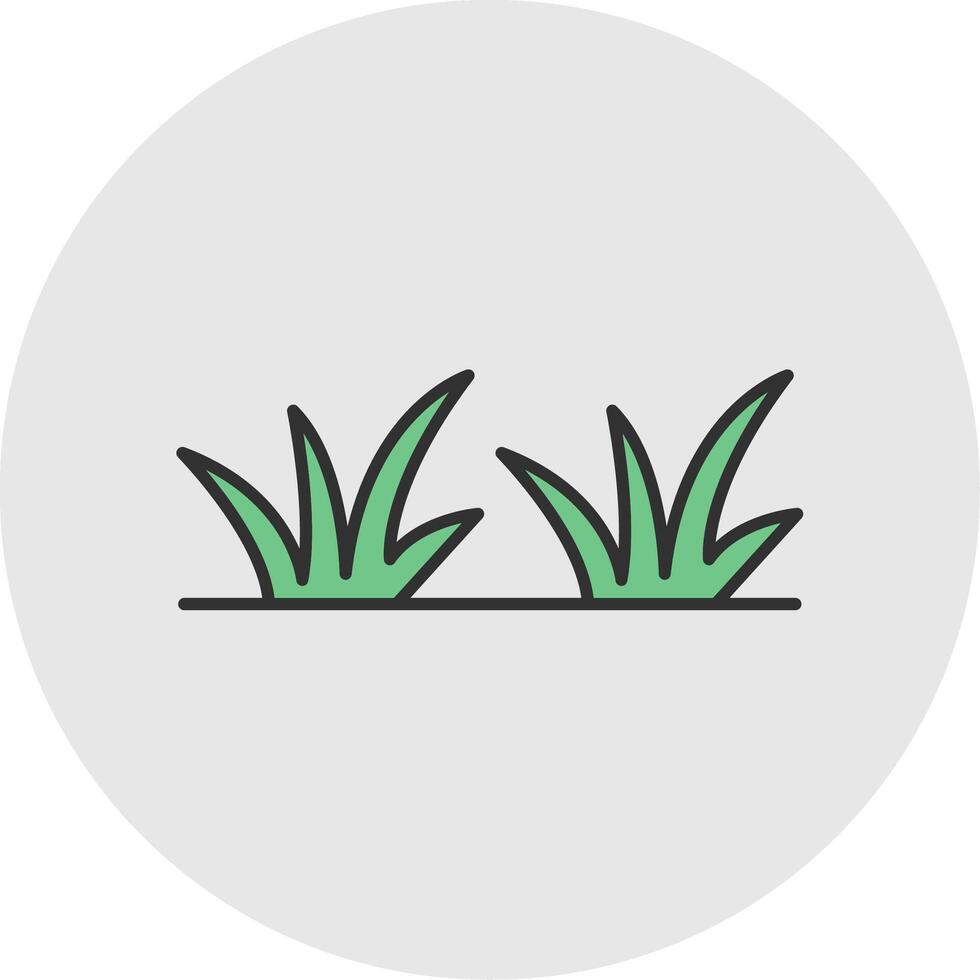 Grass Line Filled Light Circle Icon vector