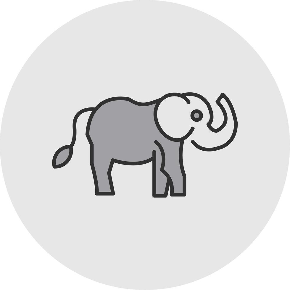 Elephant Line Filled Light Circle Icon vector