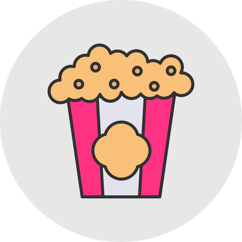 Popcorn Line Filled Light Circle Icon vector