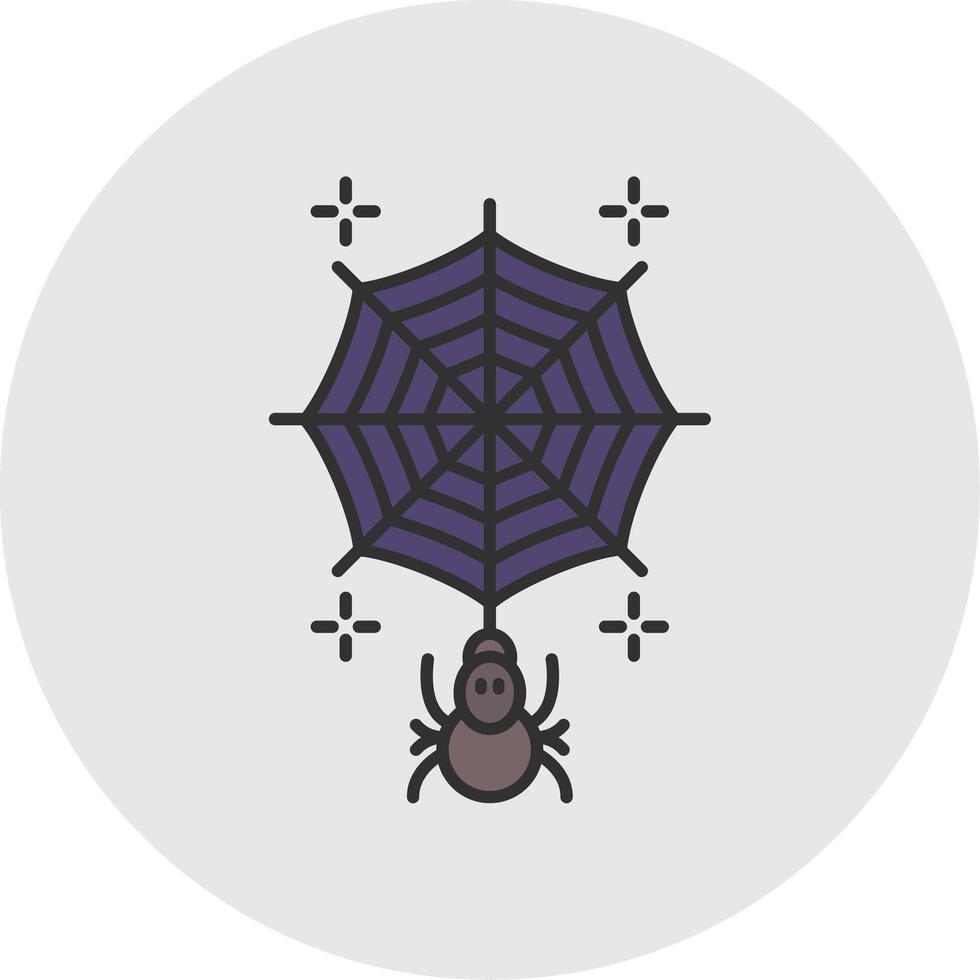 Spiderweb Line Filled Light Circle Icon vector